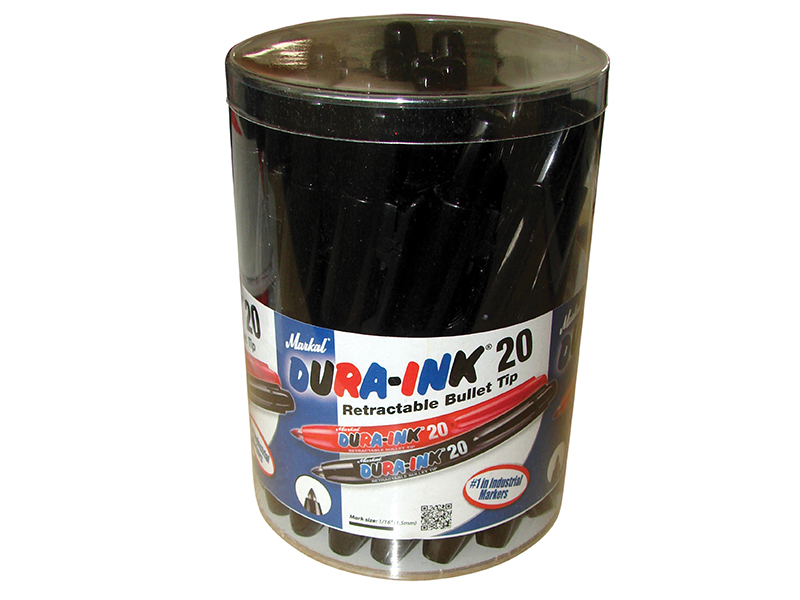 DURA-INK 20 Retractable Marker - Black (Tub 24)