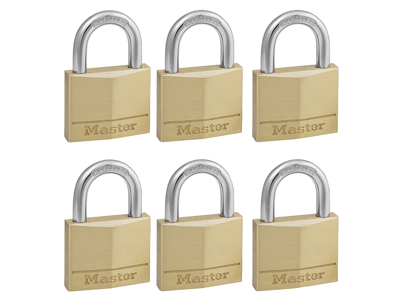 MLK140SIX - Solid Brass 40mm Padlock 4-Pin - Keyed Alike x 6