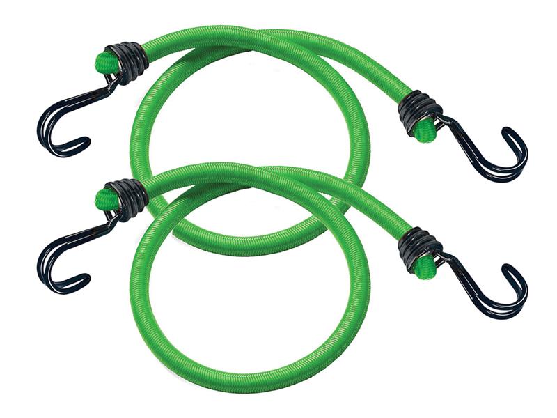 MLK3021E - Twin Wire Bungee Cord 80cm Green 2 Piece