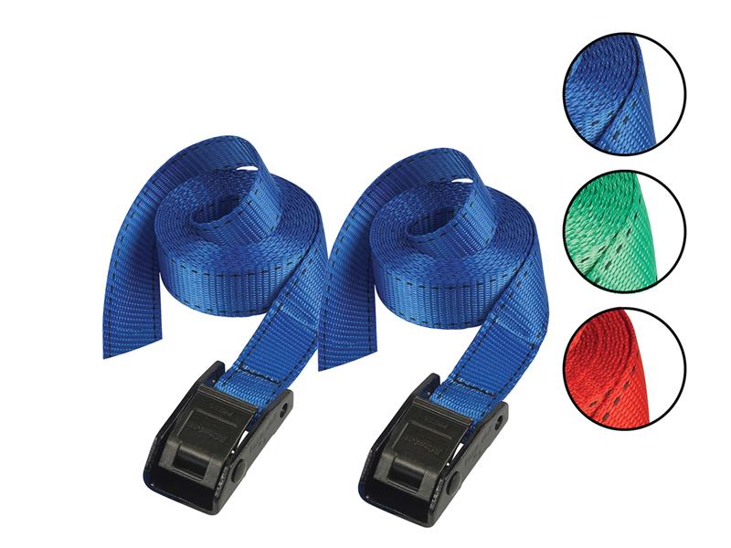 Lashing Strap with Metal Buckle Coloured 5m 150kg (Pack 2)