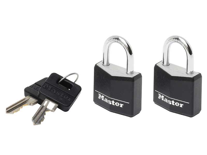 MLK9120TBLK - Aluminium Black Vinyl Cover 20mm Padlock 3-Pin - Keyed Alike x 2