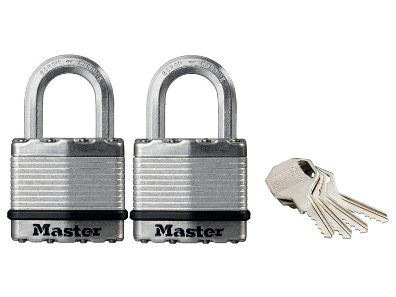 MLKM1T - Excell Laminated Steel 45mm Padlock - 24mm Shackle - Keyed Alike x 2