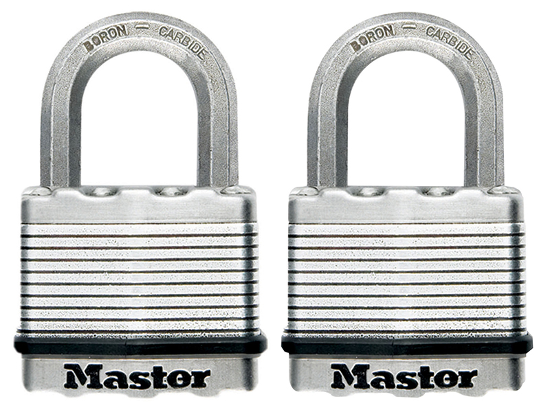 MLKM5T - Excell Laminated Steel 50mm Padlock - 25mm Shackle - Keyed Alike x 2