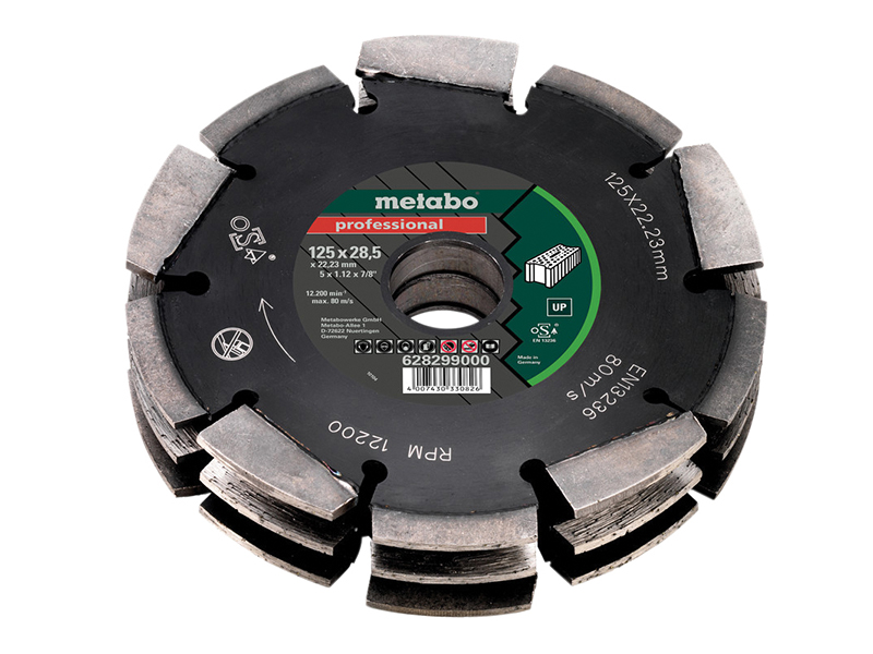 MPT628299 - 3 Row Professional UP Universal Wall Chaser Blade 125 x 28.5 x 22.23mm