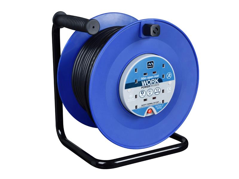 MSTHDCT50134 - Heavy-Duty Cable Reel 240V 13A 4-Socket Thermal Cut-Out 50m