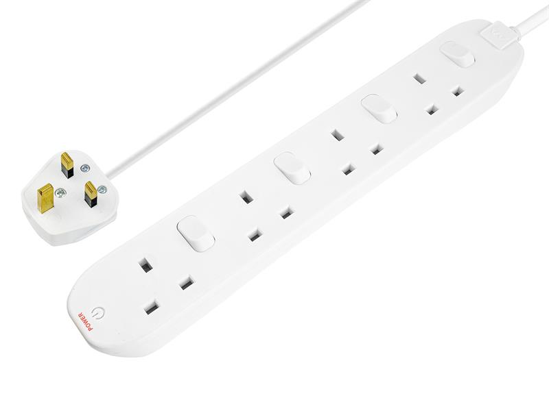 MSTSWC4210 - Extension Lead 240V 4-Gang 13A White Switched 2m