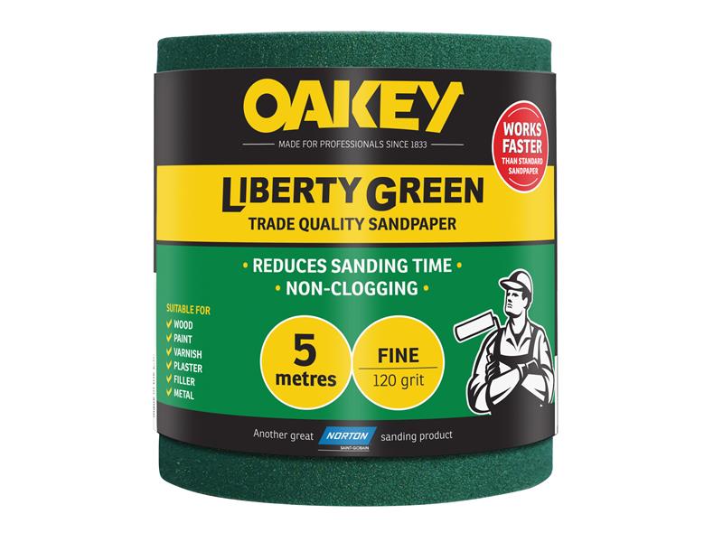 OAK63844 - Liberty Green Sanding Roll 115mm x 5m Fine 120G