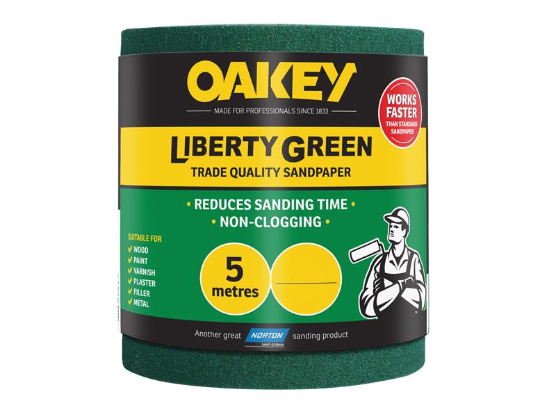 OAK63918 - Liberty Green Sanding Roll 115mm x 5m Medium 80G