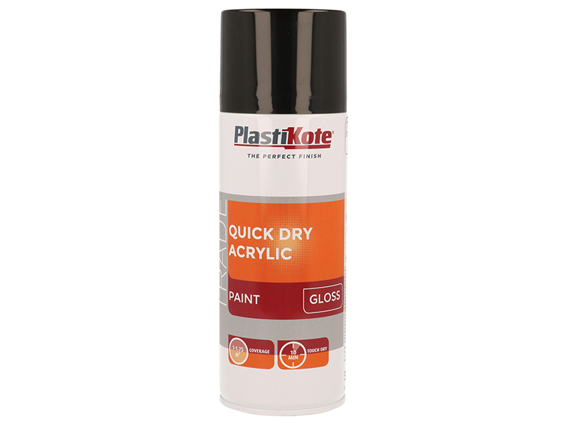 PKT71009 - Trade Quick Dry Acrylic Spray Paint Gloss Black 400ml