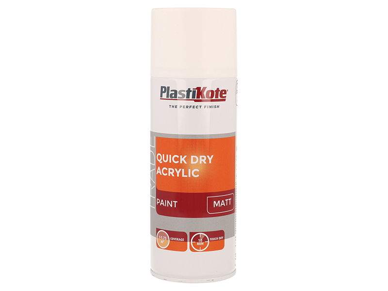 PKT71010 - Trade Quick Dry Acrylic Spray Paint Matt White 400ml
