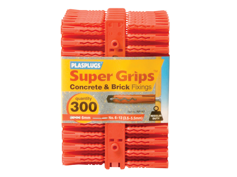 PLARP187 - RP 187 Solid Wall Super Grips Fixings Red (300)