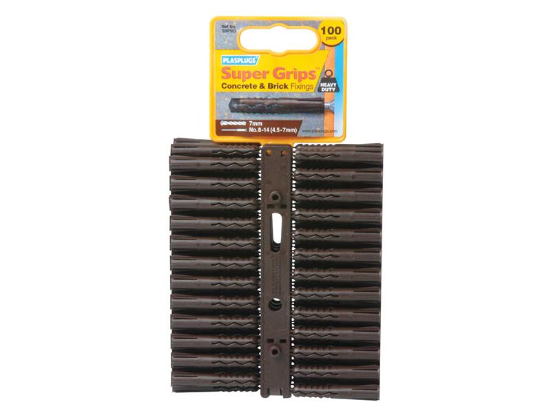 PLASBP503 - SBP 503 Solid Wall Super Grips Fixings Brown (100)