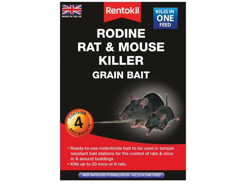 RKLPSMR12 - Rodine Rat & Mouse Killer Grain Bait (Sachets 4)