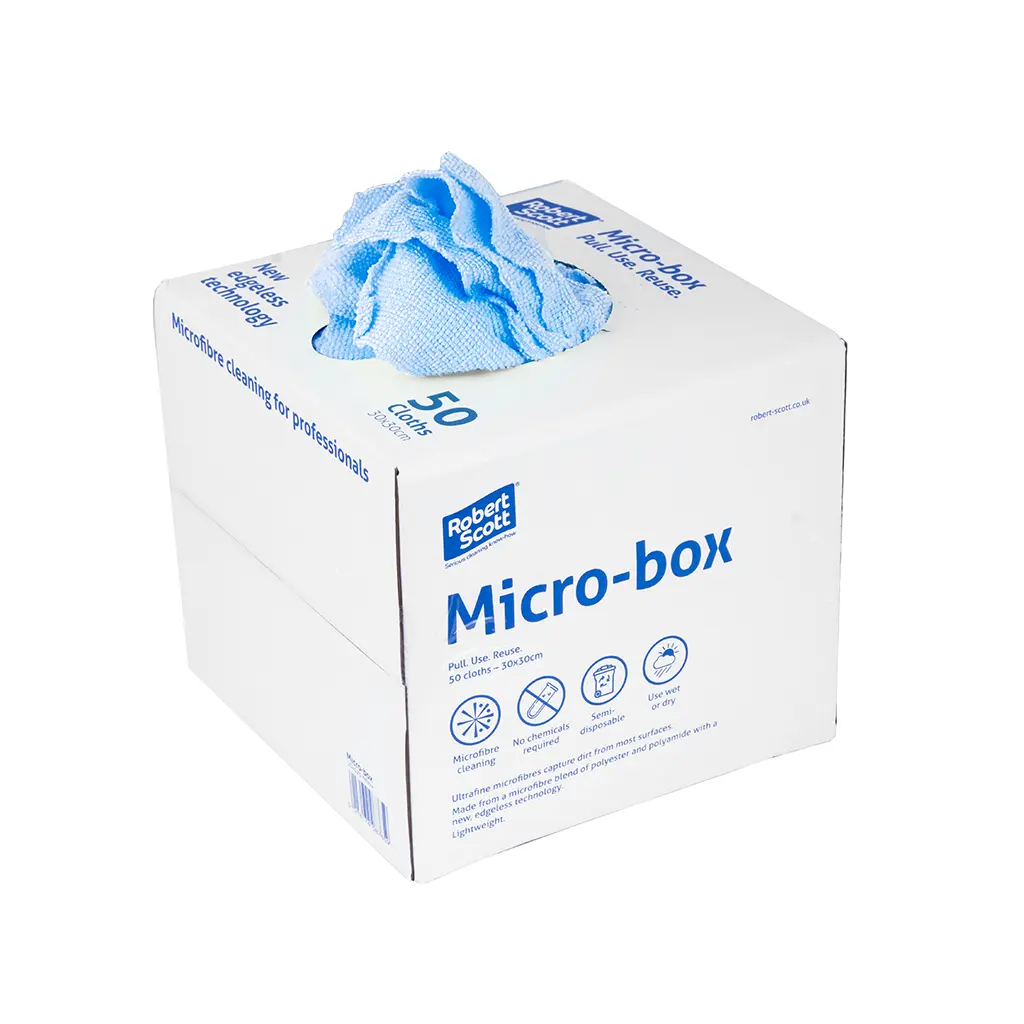 104123 BLUE - Micro-Box Microfibre Cloths (Single 50pc Box) Blue