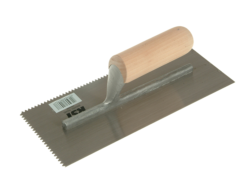 RST153DT - Notched Trowel 5mm V Notches Wooden Handle 11 x 4.1/2in