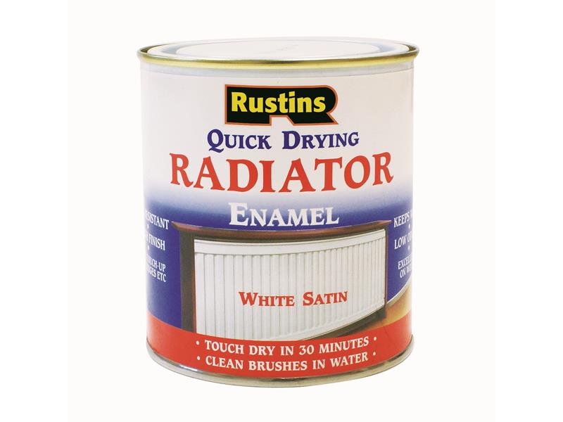 RUSQDRES500 - Quick Dry Radiator Enamel Paint Satin White 500ml