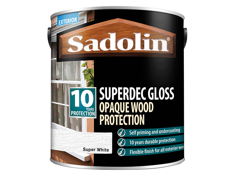 SAD5028851 - Superdec Opaque Wood Protection Super White Gloss 2.5 litre