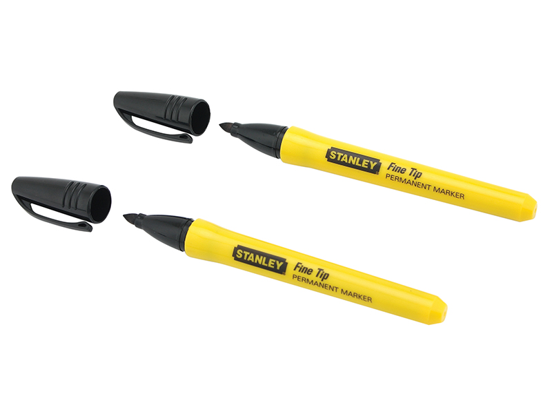 STA047316 - Fine Tip Permanent Marker Black (Pack 2)