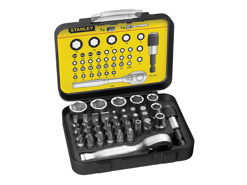 STA113906 - Bit & Socket Set of 39 + Ratchet Metric 1/4 Drive