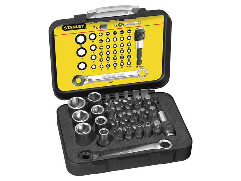 Bit & Socket Set of 39 + Ratchet End Metric 1/4 Drive