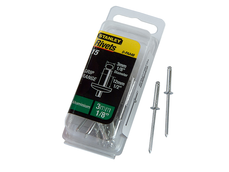 STA1PAA48 - 1-PAA48 Aluminium Rivets Long 3 x 12mm Pack of 15