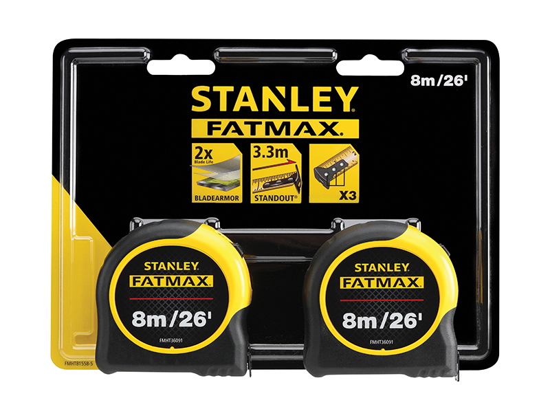 STA581558 - FatMax Classic Tape Twin Pack 8m/26ft (Width 32mm)