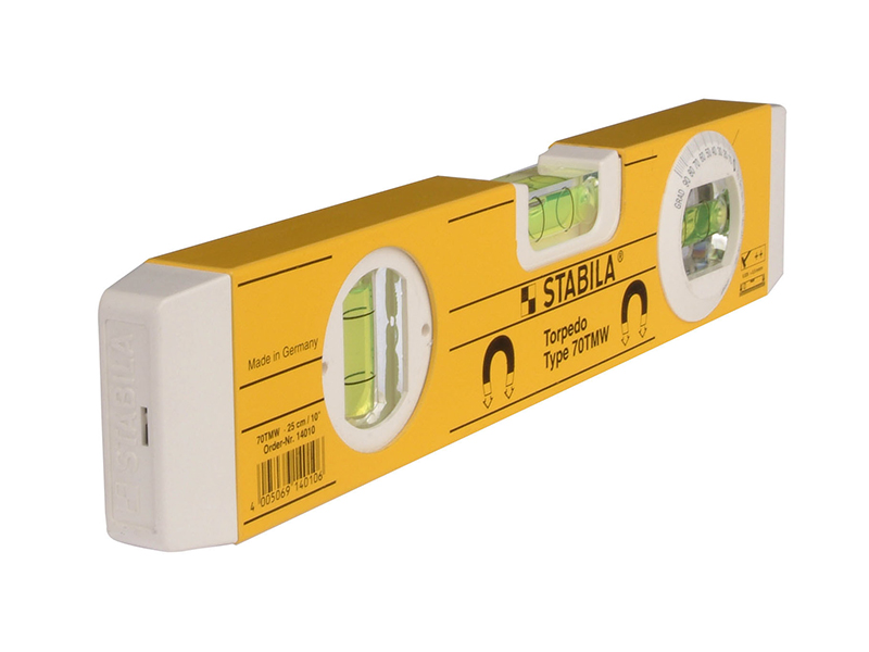 70TMW Torpedo Level 25cm Magnetic Base & Rotatable Angle Vial