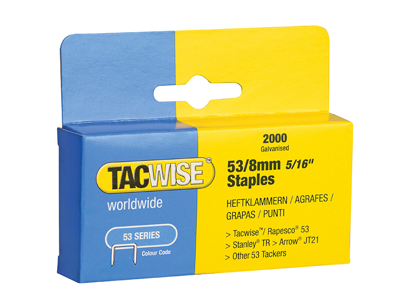 TAC0335 - 53 Light-Duty Staples 8mm (Type JT21 A) Pack 2000