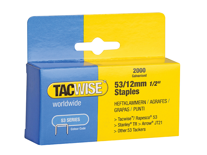 TAC0337 - 53 Light-Duty Staples 12mm (Type JT21 A) Pack 2000