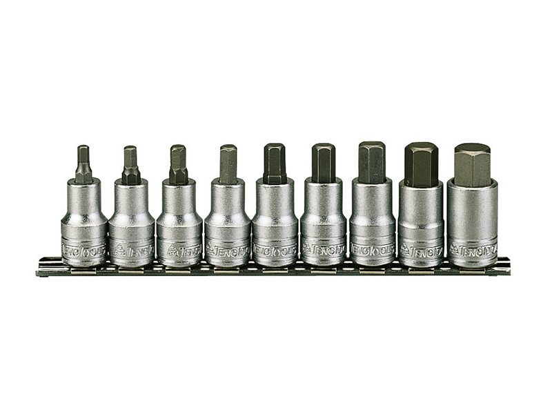 TENM1212 - M1212 Socket Clip Rail Hex Set of 9 Metric 1/2in Drive