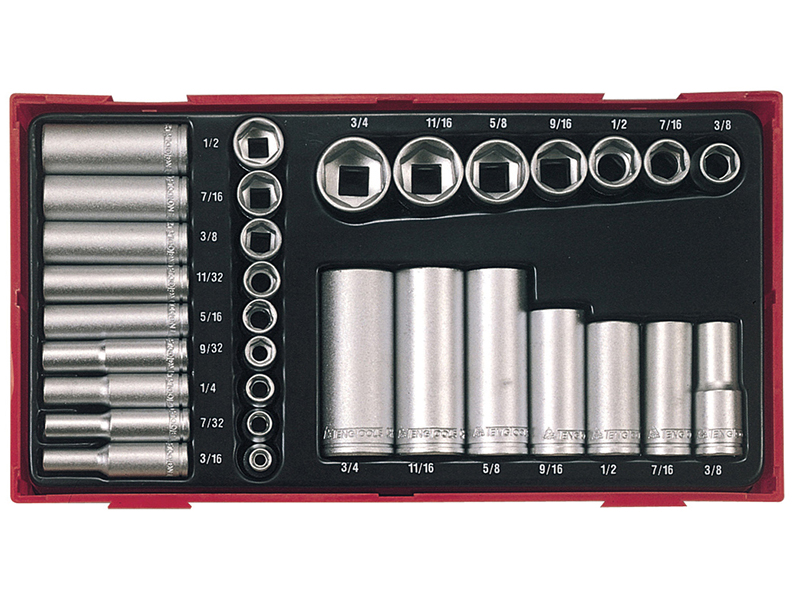 TTAF32 Regular/Deep Socket Set 32 Piece - 1/4 & 3/8in Drive