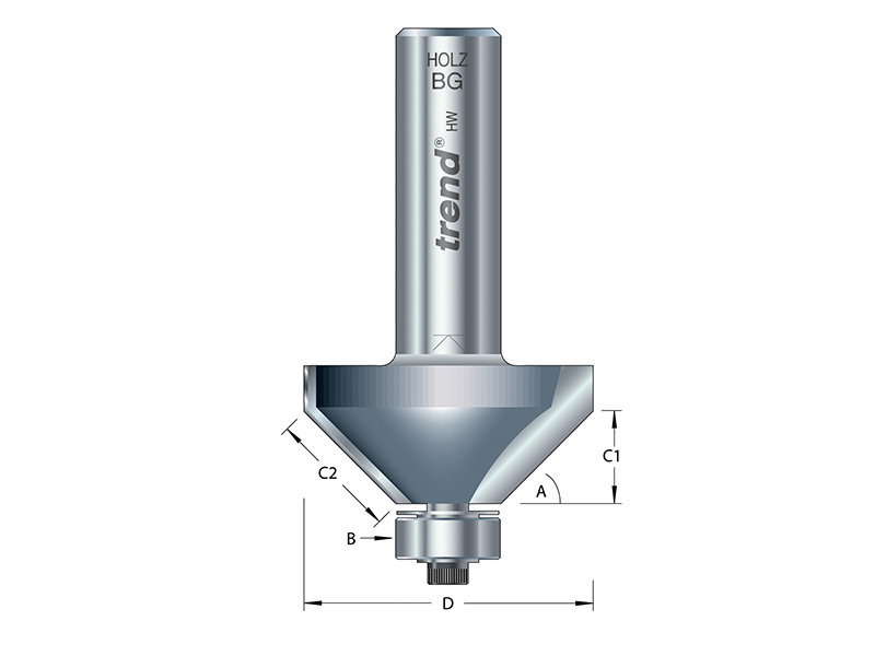 TRE463812TC - 46/38 x 1/2 TCT Bearing Guided Chamfer 45° 50 x 19mm