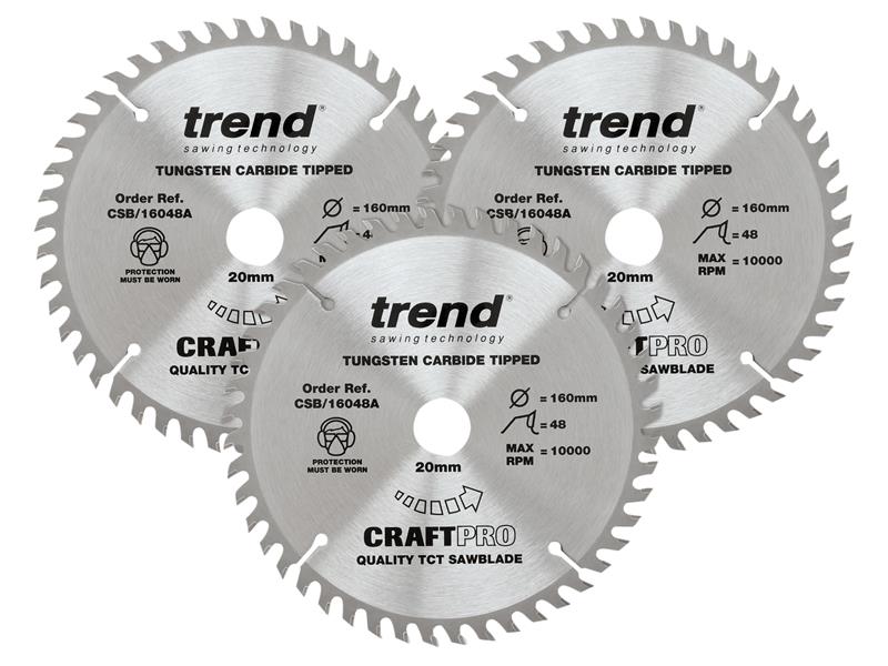 TRECSB1603P - CraftPro Plunge Saw Blade 160 x 20mm x 48T (Pack 3)