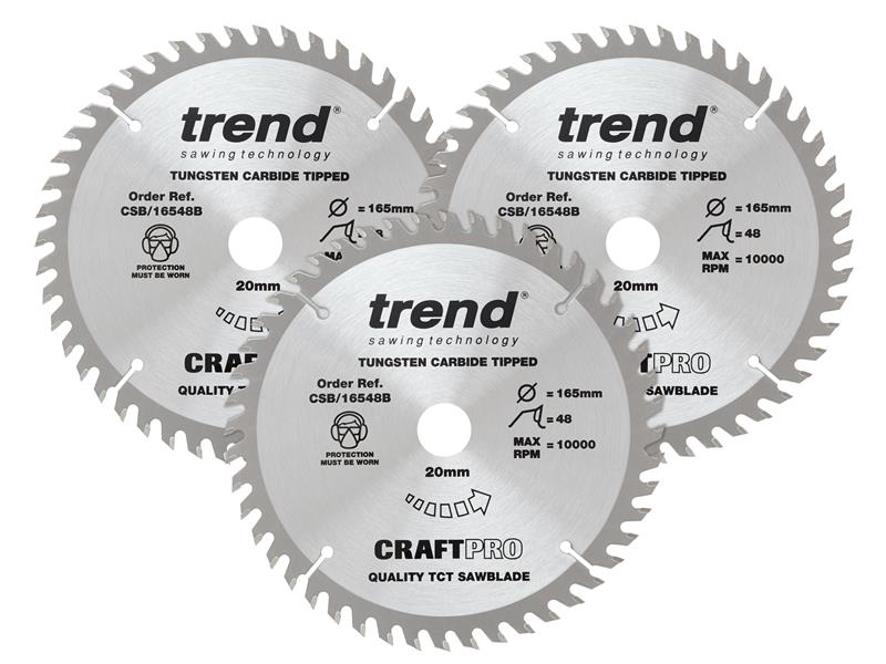 TREPS1653PA - CraftPro Plunge Saw Blade 165 x 20mm x 48T (Pack 3)