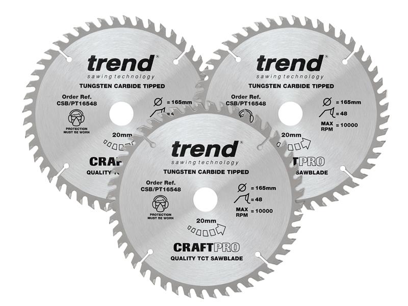 TREPT1653P - CraftPro Panel Trim Saw Blade 165 x 20mm x 48T (Pack 3)