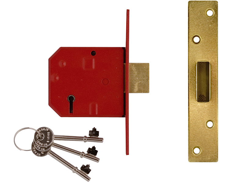UNNJ2134EP30 - 2134E 5 Lever BS Mortice Deadlock Satin Brass Finish 79.5mm 3in Box