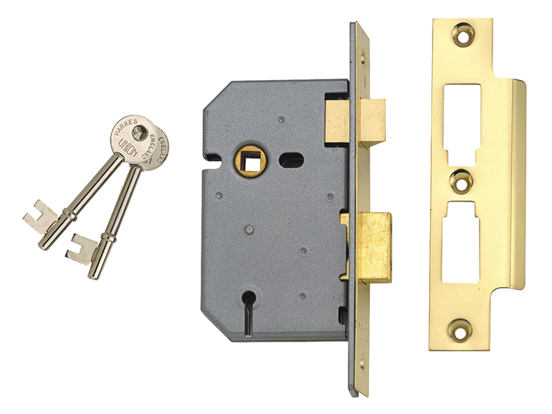 UNNJ2277PL25 - 2277 3 Lever Mortice Sashlock Polished Brass 65mm 2.5in Box