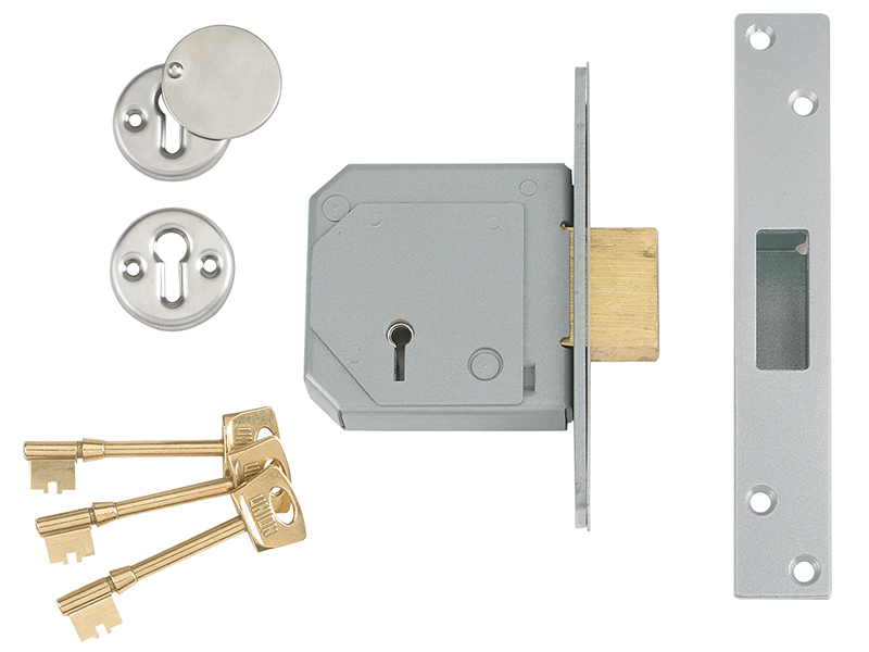 UNNV3G114C80 - 3G114E 5 Lever Mortice Deadlock C-Series 80mm 3in Satin Chrome