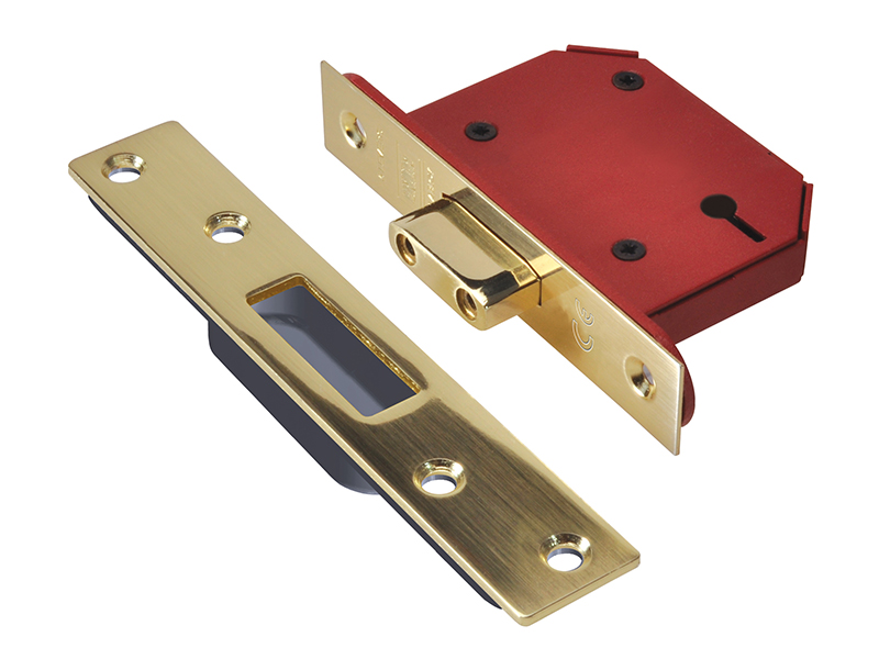 UNNY2103PB30 - StrongBOLT 2103S 3 Lever Mortice Deadlock Polished Brass 81mm 3in Visi