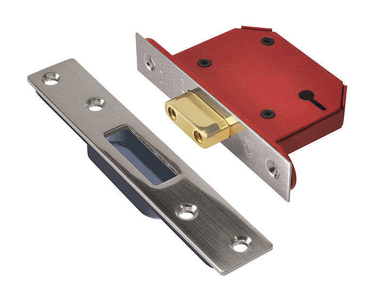 StrongBOLT 2103S 3 Lever Mortice Deadlock Stainless Steel 68mm 2.5in Visi