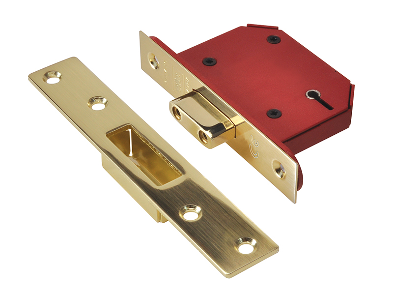 UNNY2105PB30 - StrongBOLT 2105S Polished Brass 5 Lever Mortice Deadlock Visi 81mm 3in