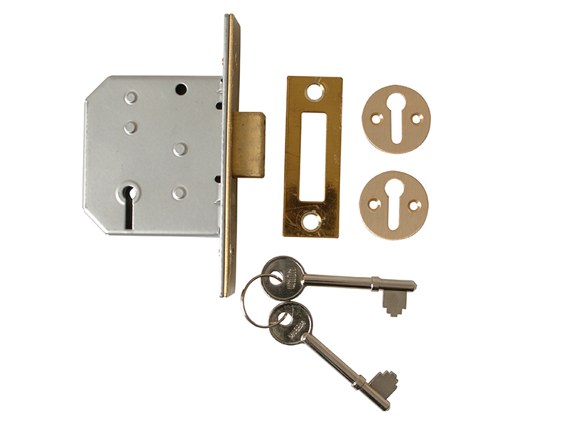 UNNY2177PL25 - 2177 3 Lever Mortice Deadlock Polished Brass 65mm 2.5in Visi