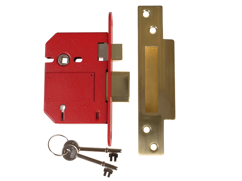 UNNY2200SP30 - StrongBOLT 2200S BS 5 Lever Mortice Sashlock Satin Brass 81mm Visi