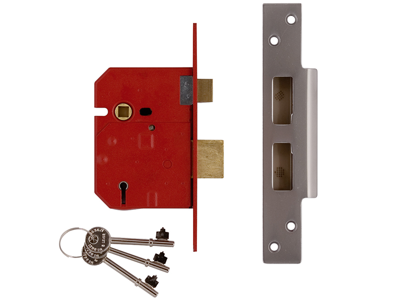 UNNY2234EC25 - 2234E 5 Lever BS Mortice Sashlock Satin Chrome Finish 67mm 2.5in Visi