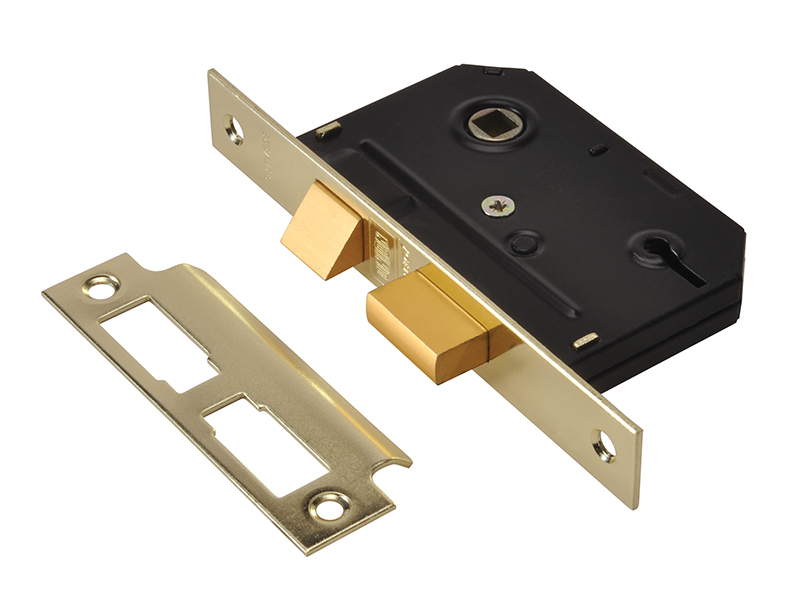 UNNYESSLPB25 - ES-SL Essentials 3 Lever Mortice Sashlock Polished Brass 65mm 2.5in Visi