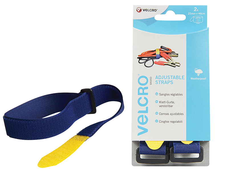 VEL60328 - VELCRO Brand Adjustable Straps (2) 25mm x 46cm Blue