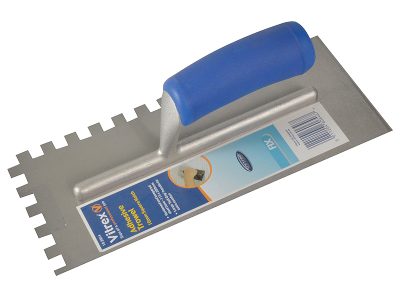 Notched Adhesive Trowel Square 10mm Soft Grip Handle 11 x 4.1/2in
