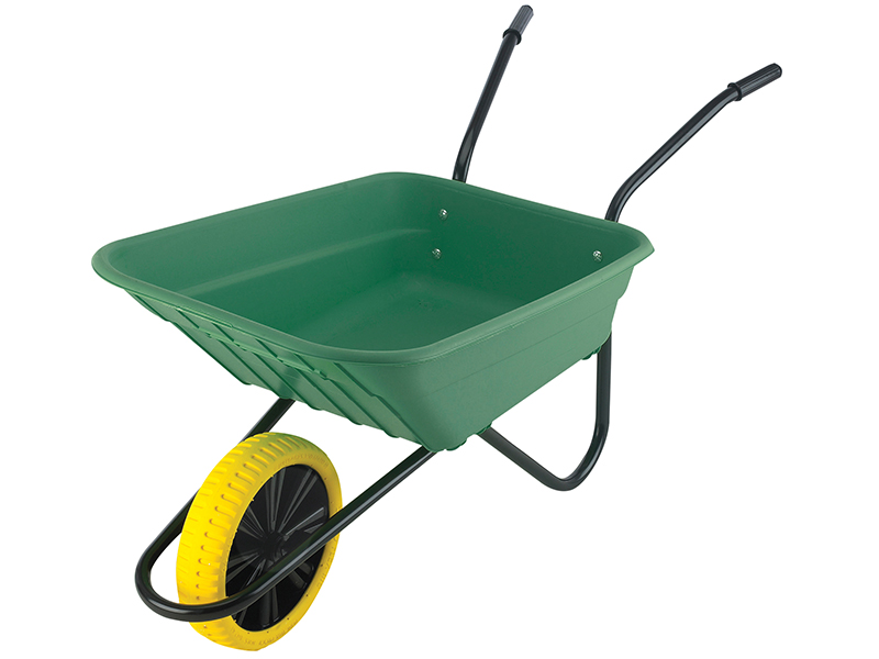 WALSHGPPDD - 90L Green Polypropylene Wheelbarrow - Puncture Proof