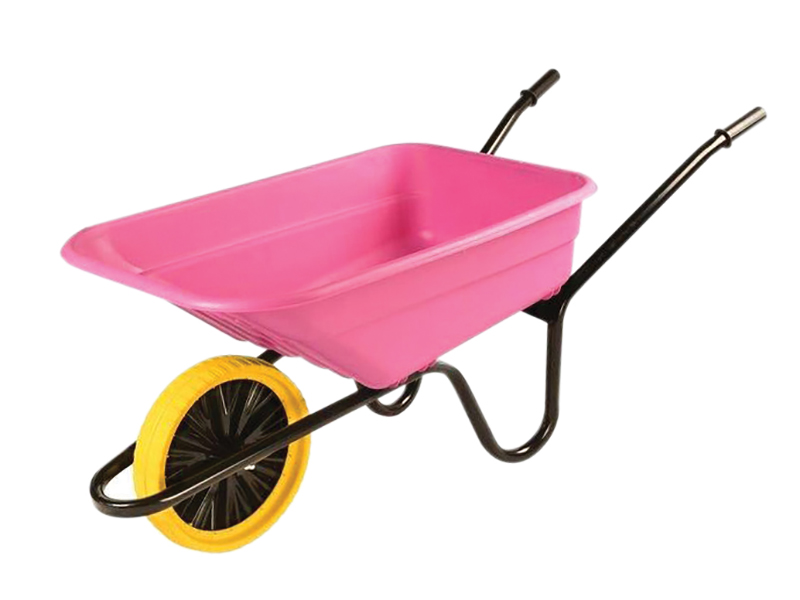 WALSHPKPPDD - 90L Pink Polypropylene Wheelbarrow - Puncture Proof