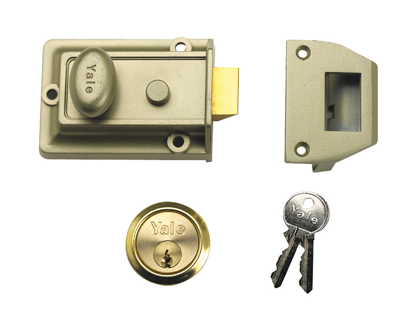 YAL77ENBPB - P77 Traditional Nightlatch 60mm Backset Nickel Brass Finish Box